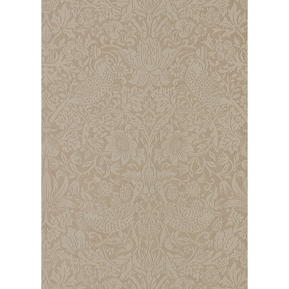 Pure Strawberry Thief Wallpaper 216019 by Morris & Co in Taupe Gilver